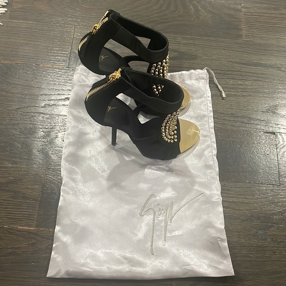 Giusseppe Zannotti Studded Satin Heel Suede Bootie - Picture 10 of 11
